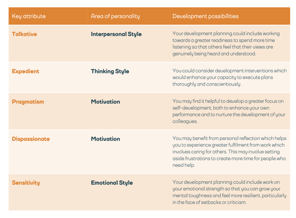 Personal feedback report - your development