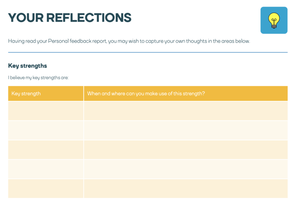 Personal feedback report - your reflections