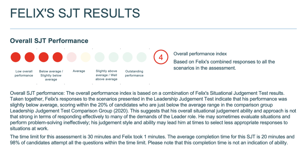 SJT Report - overall summary