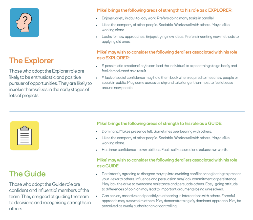 Team strengths report - team types